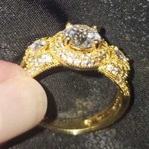 Certified 1.2 CT Moissanite Engagement Ring Gold Plated Sterling Silver | Size 9